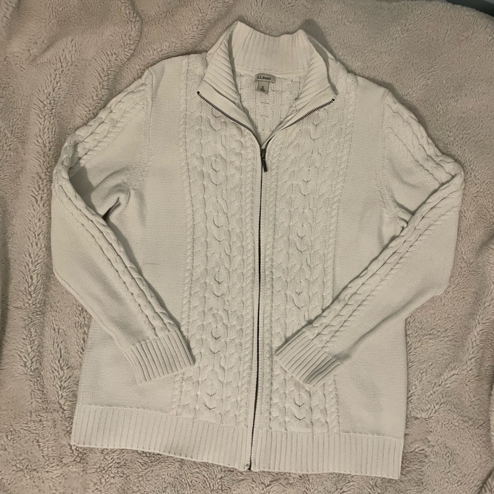 LL Bean Cable Knit Zipup